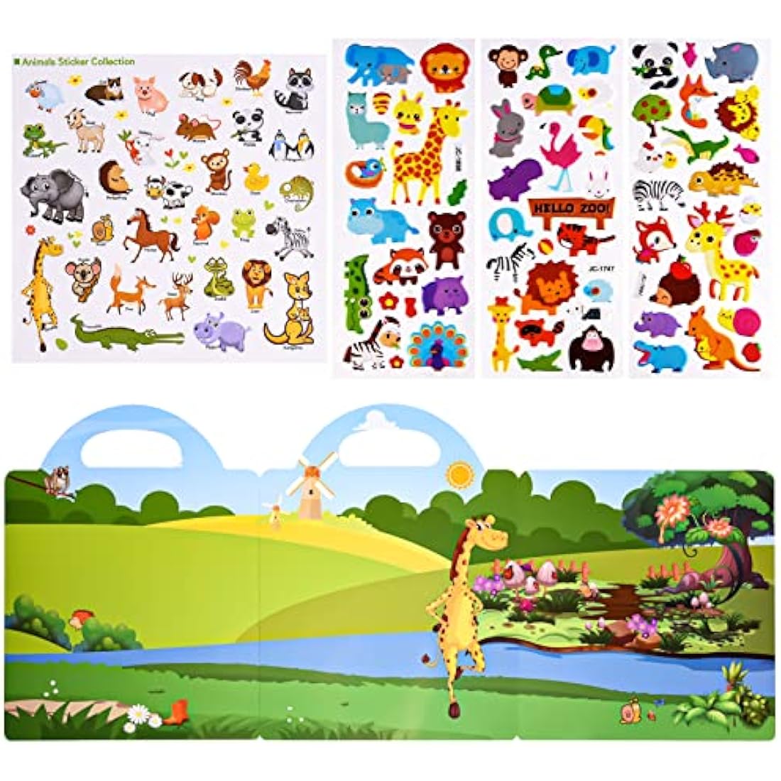 ASTARON Reusable 3D Animal Sticker Book | Toddler Sensory Learning Toy