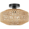Schindora Boho Rattan Ceiling Light – Vintage Braided Basket Chandelier