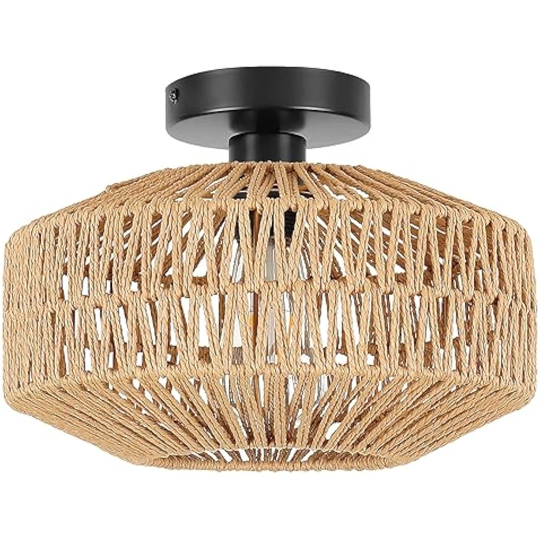 Schindora Boho Rattan Ceiling Light – Vintage Braided Basket Chandelier