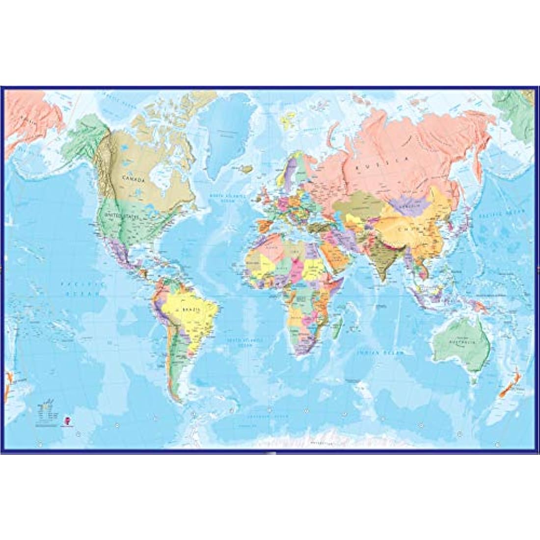 Giant World Map Mural – Large Blue Ocean Wall Decor