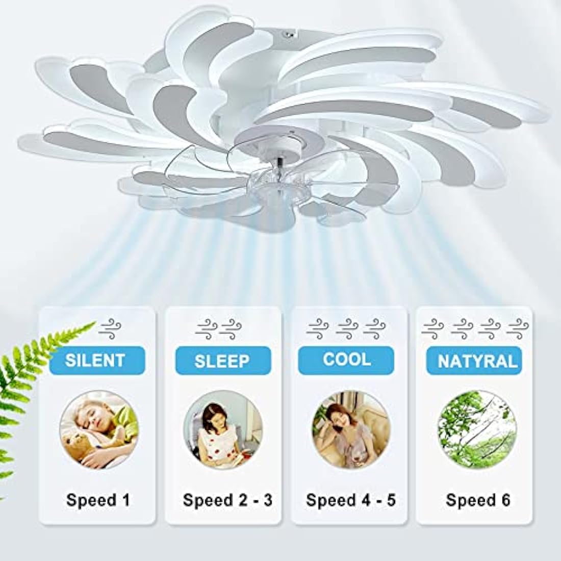 YUNZI 50W Modern LED Ceiling Fan | 80CM Dimmable Quiet Fan with Light