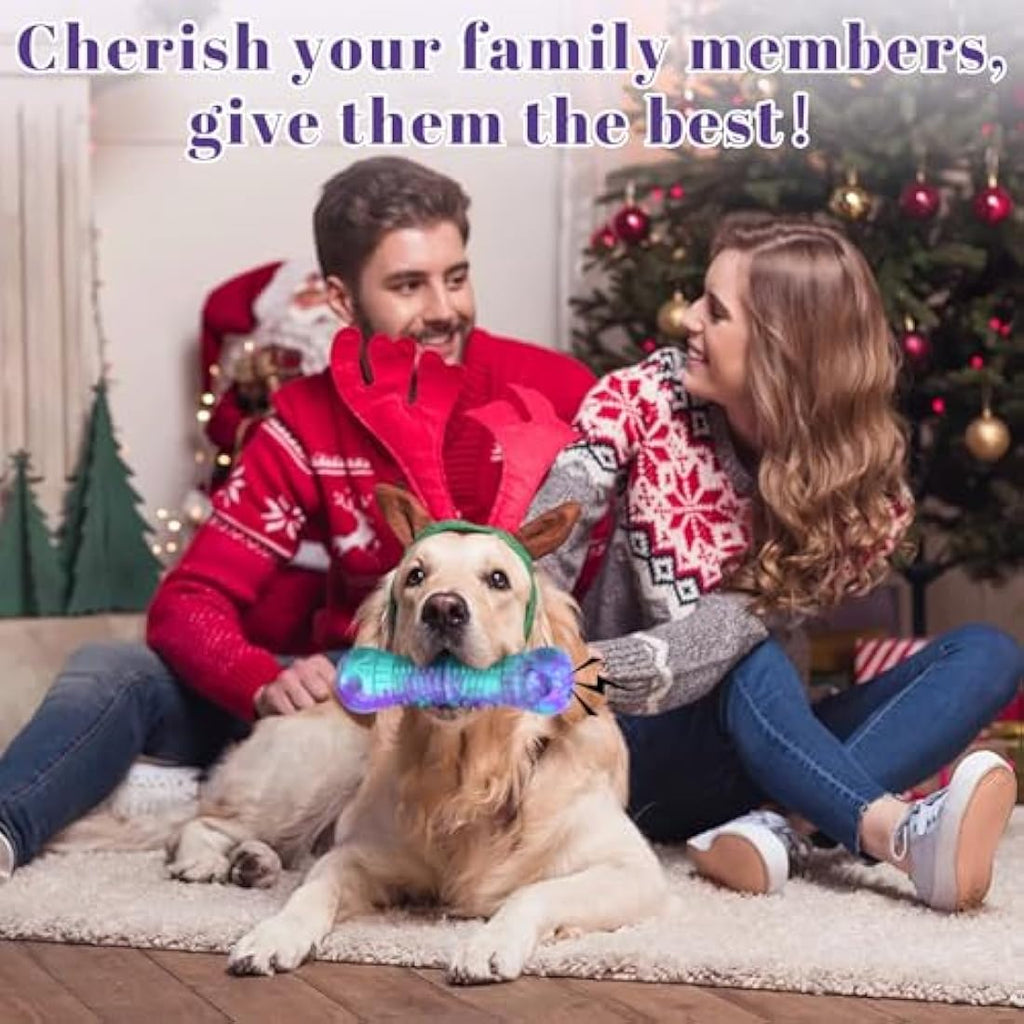 HETOO Indestructible Dog Chew Toy – Durable Rubber Squeaky Bone