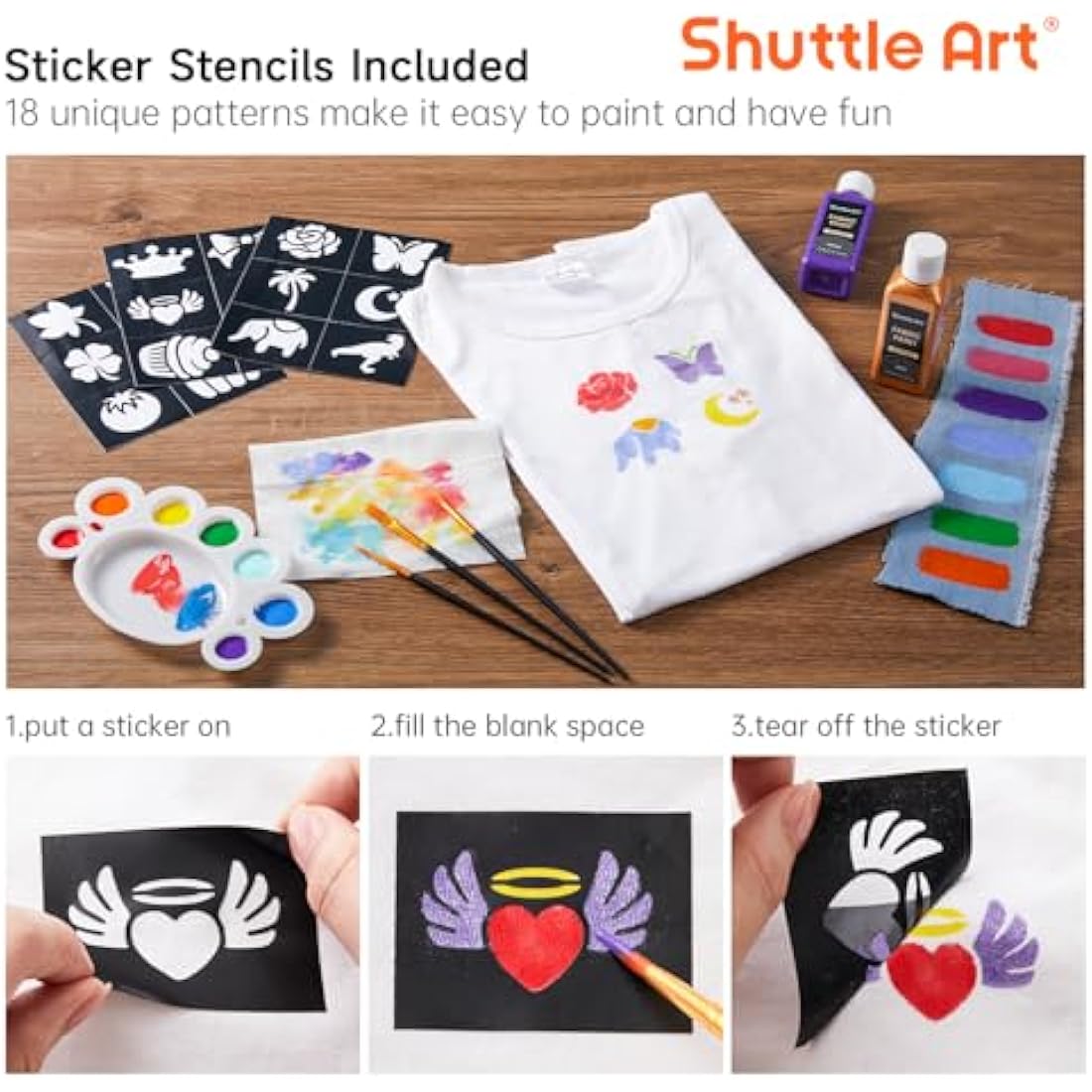Shuttle Art Fabric Paint Set - 18 Permanent Textile Colors for Clothes