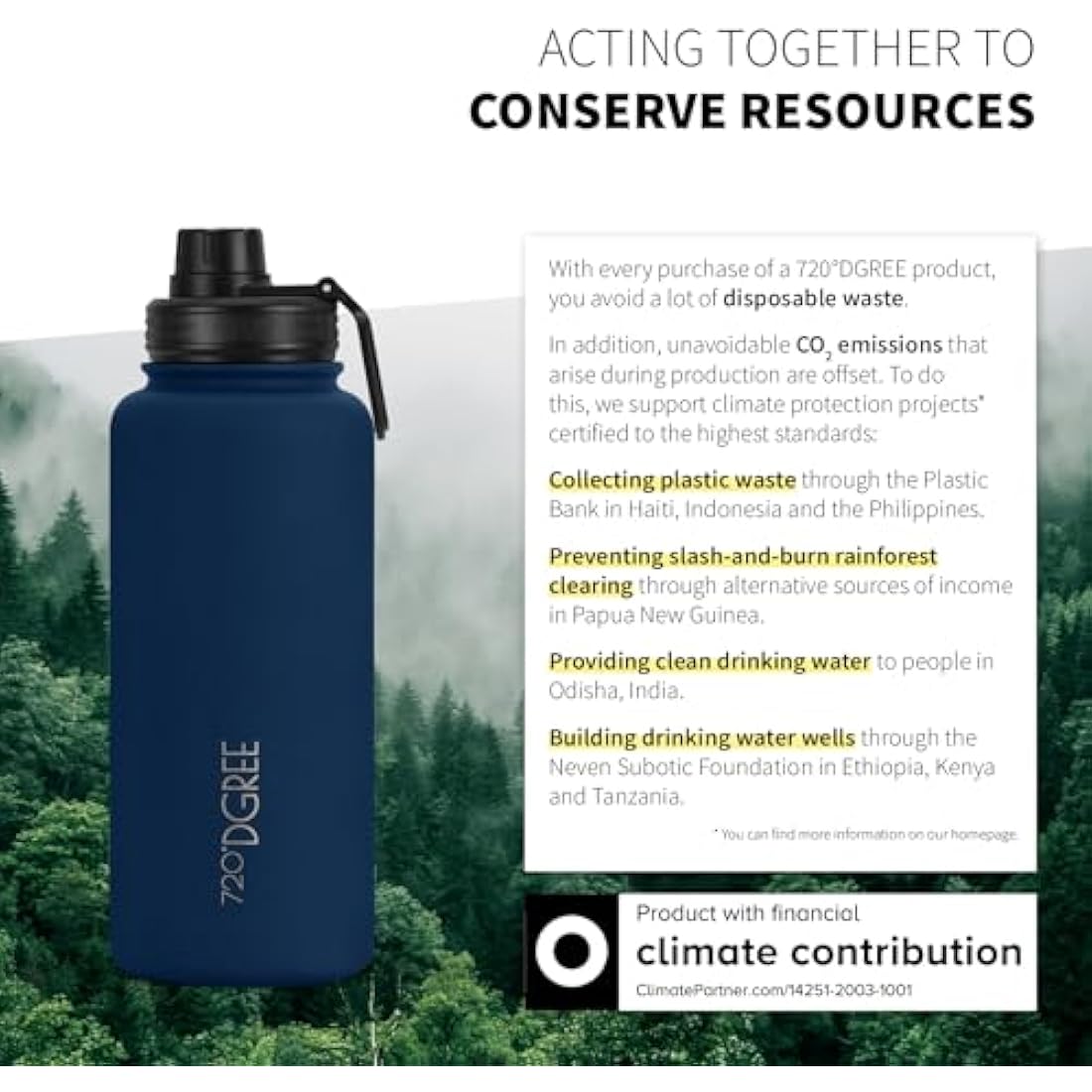 720°DGREE noLimit Insulated Water Bottle with Infuser - 950ml Steel