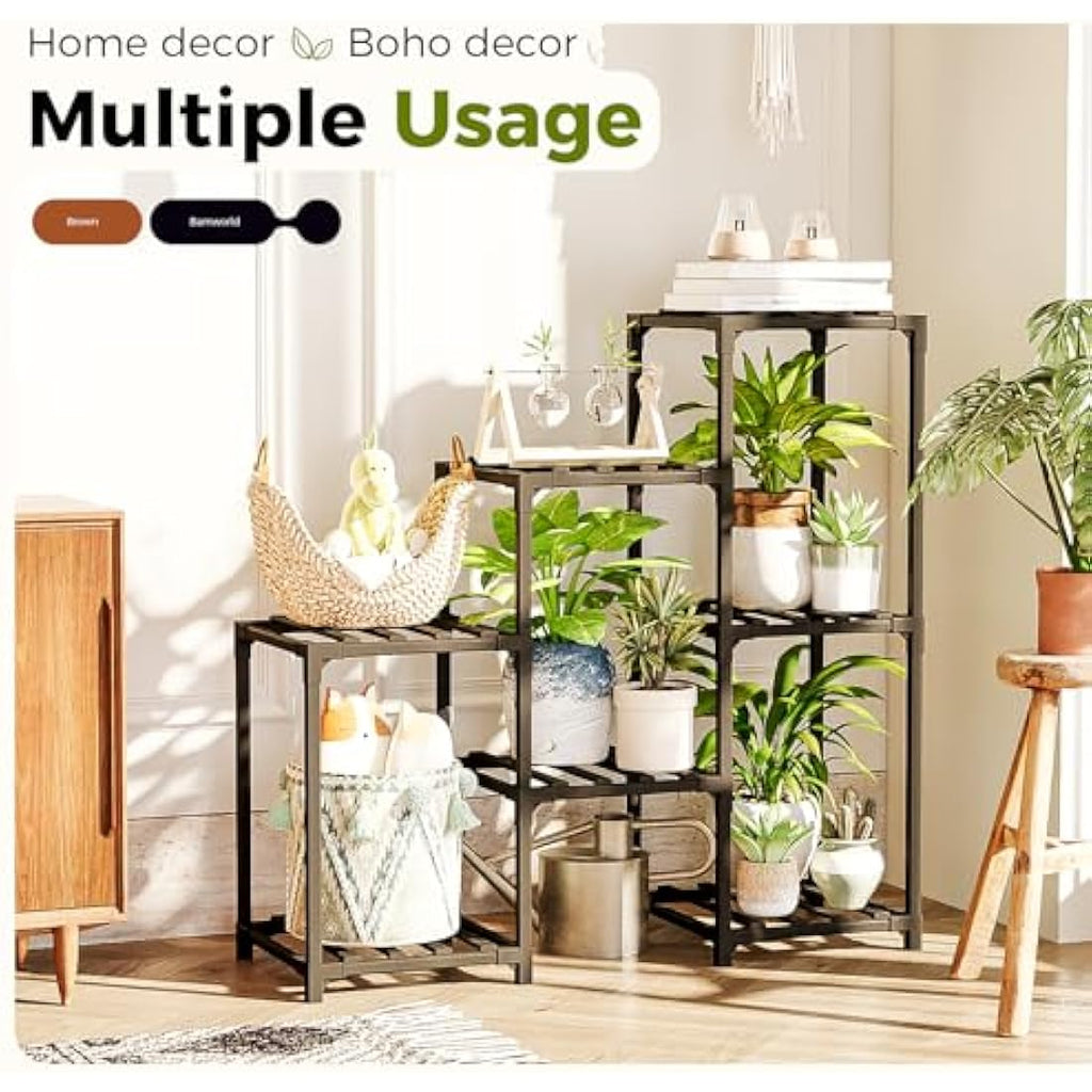 Bamworld 7-Tier Bamboo Plant Stand – Indoor Outdoor Ladder Shelf