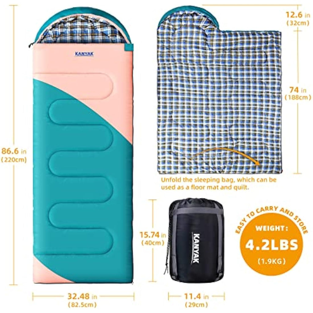 Jolof Store 3-4 Season Sleeping Bag – Waterproof 32°F Cold Weather Gear