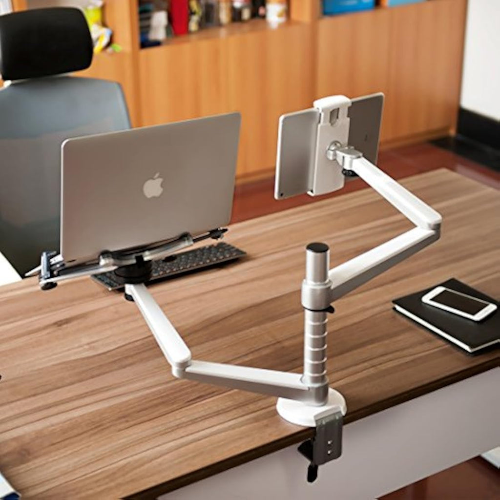 ThingyClub Adjustable Aluminium Laptop and Tablet Dual Arm Desk Mount