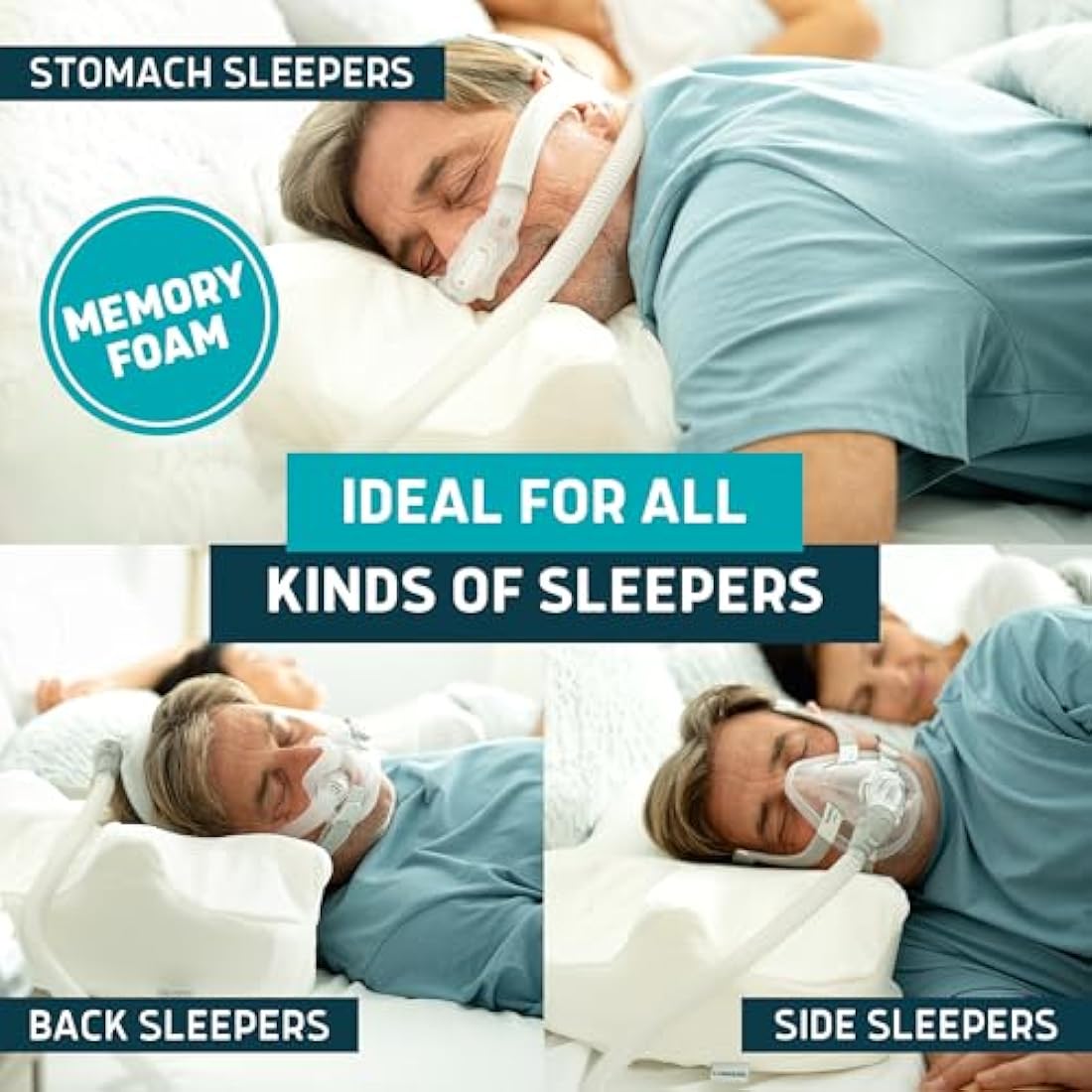 Lunderg CPAP Pillow | Adjustable Memory Foam for Side & Back Sleepers