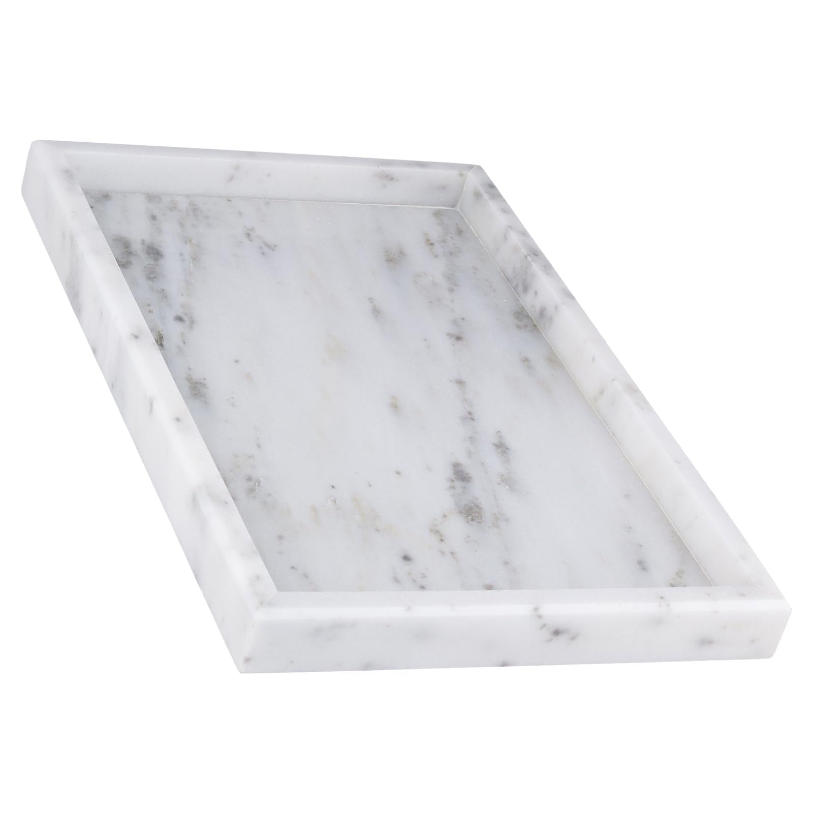 MAHIONG Natural White Marble Tray | 30x20cm Rectangle Vanity Organiser