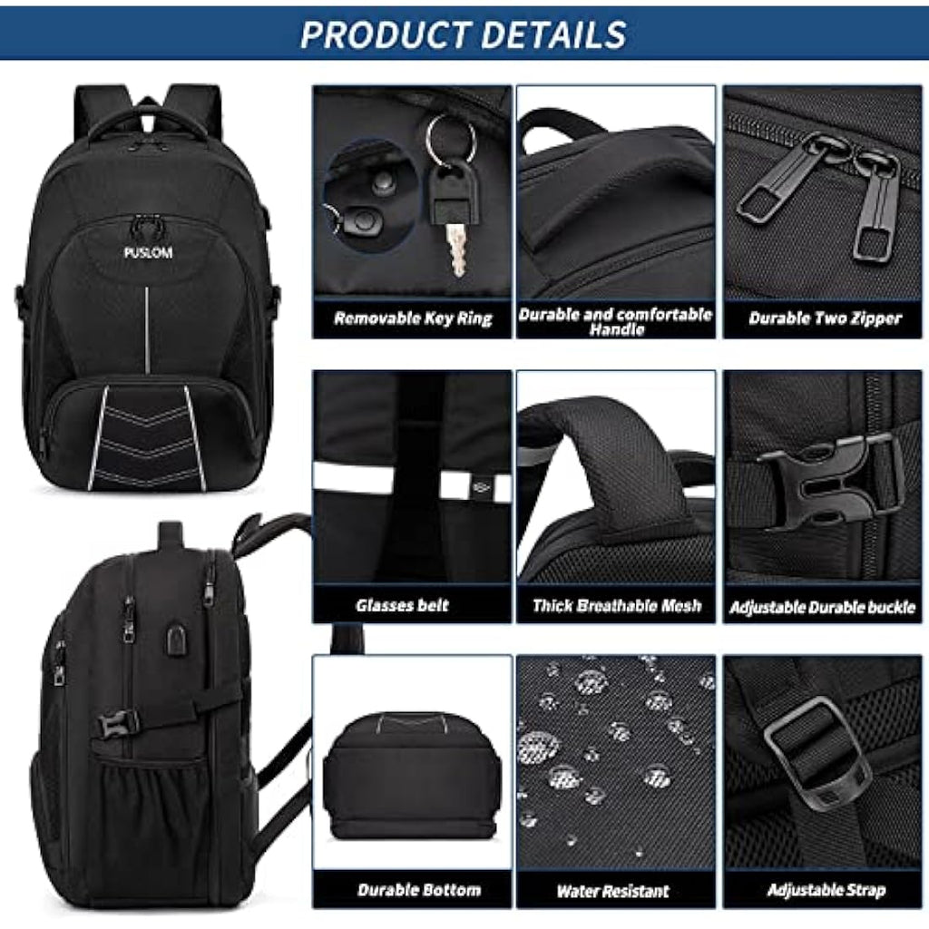 Jolof Store 55L Travel Laptop Backpack – 18.4 Inch TSA Approved Black