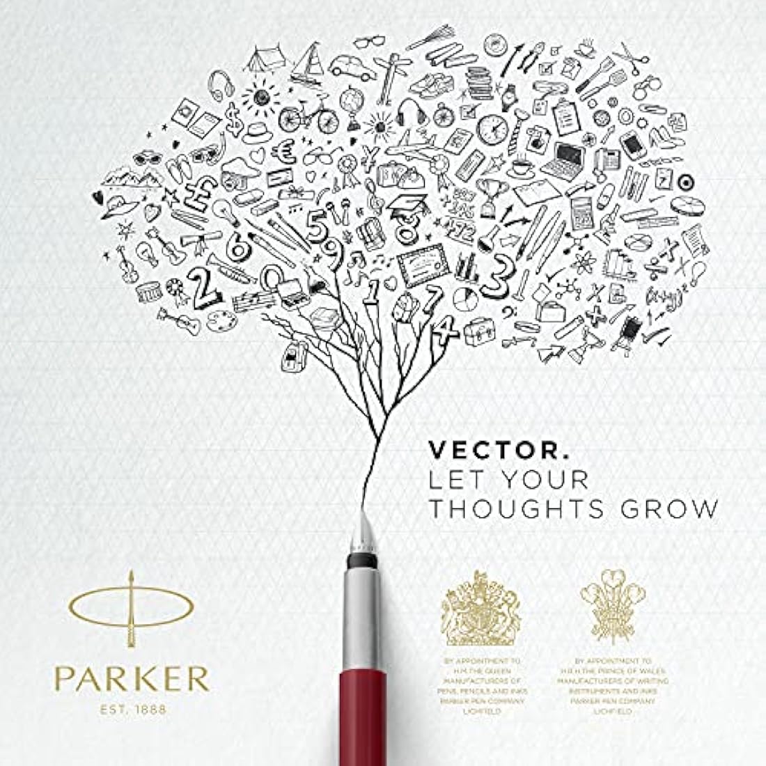 Parker Vector Fountain Pen – Black with Chrome Trim, Medium Nib