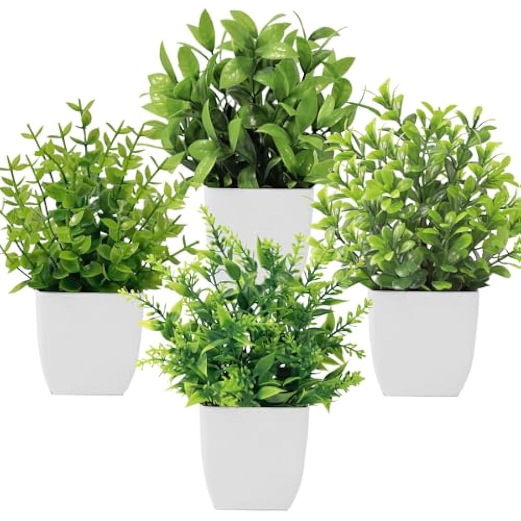 Jolof Store 4-Pack Mini Artificial Potted Plants - Small Faux Greenery