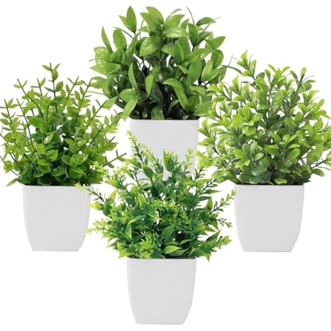 Jolof Store 4-Pack Mini Artificial Potted Plants - Small Faux Greenery