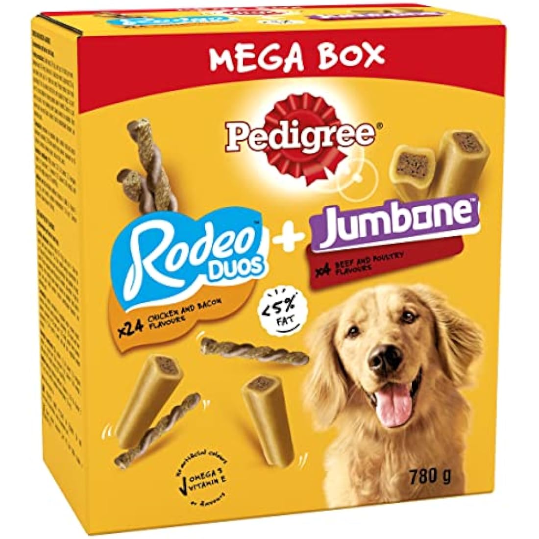 Pedigree Mega Box Dog Treats – Rodeo Duos & Jumbone Mix, 780g