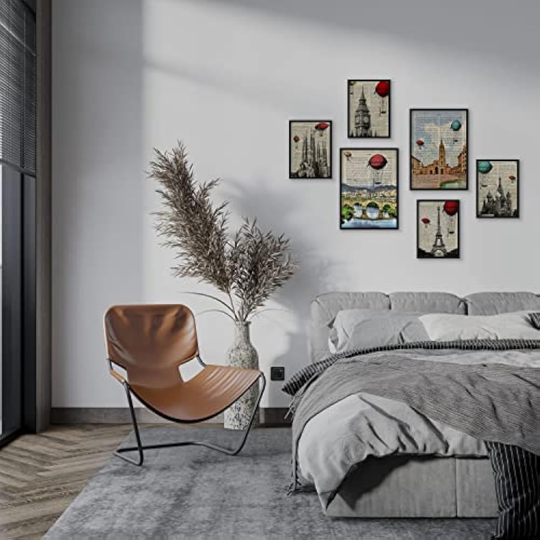 Nacnic Vintage City Posters - Set of 6 Framed Aesthetic Wall Art Prints