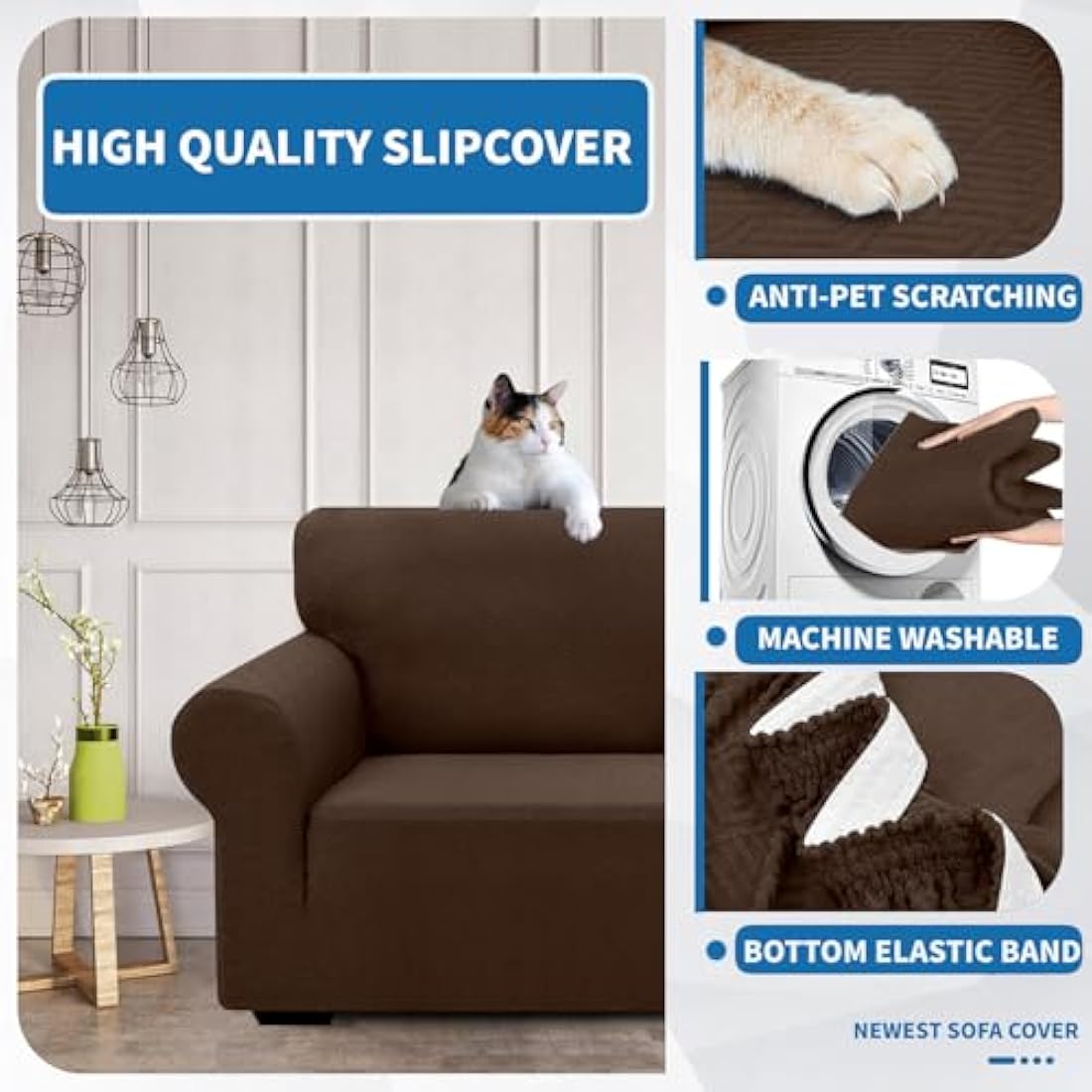 XINEAGE Stretch Jacquard Sofa Cover – 3 Seater Non-Slip Couch Protector