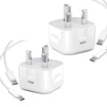 Jolof Store 20W USB-C Fast Charger 2-Pack with 6ft Cable for iPhone 16/15