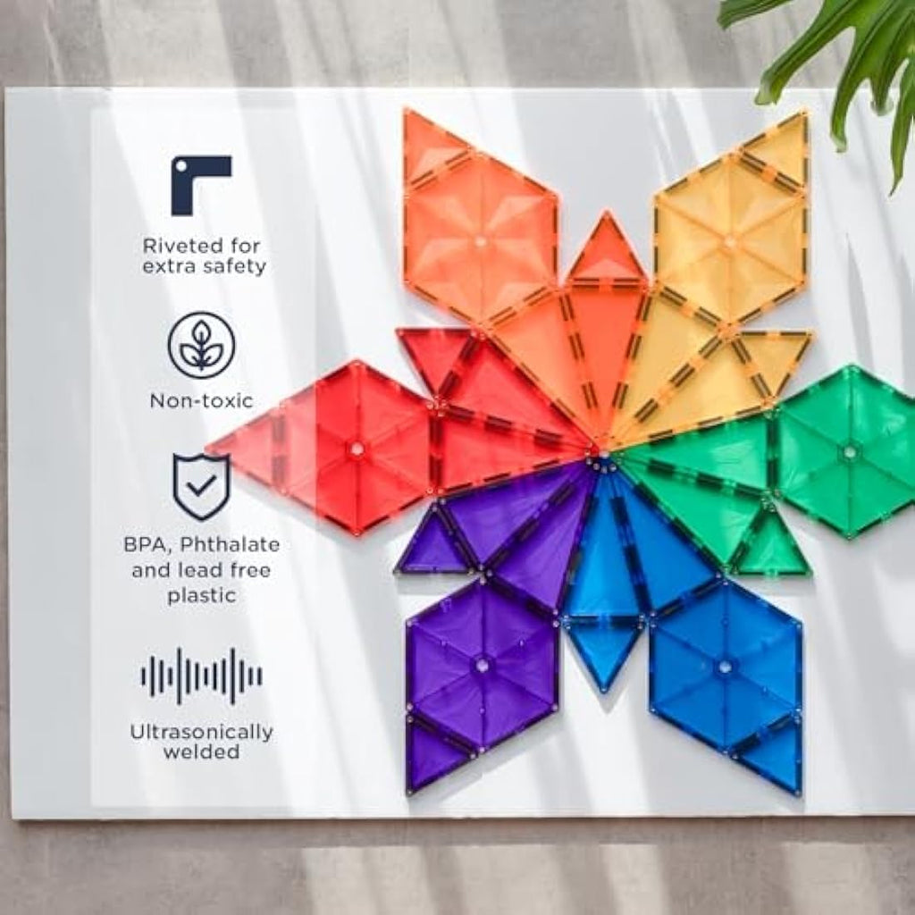 CONNETIX Rainbow Geometry Pack – 30 Piece Magnetic Tiles STEM Toy