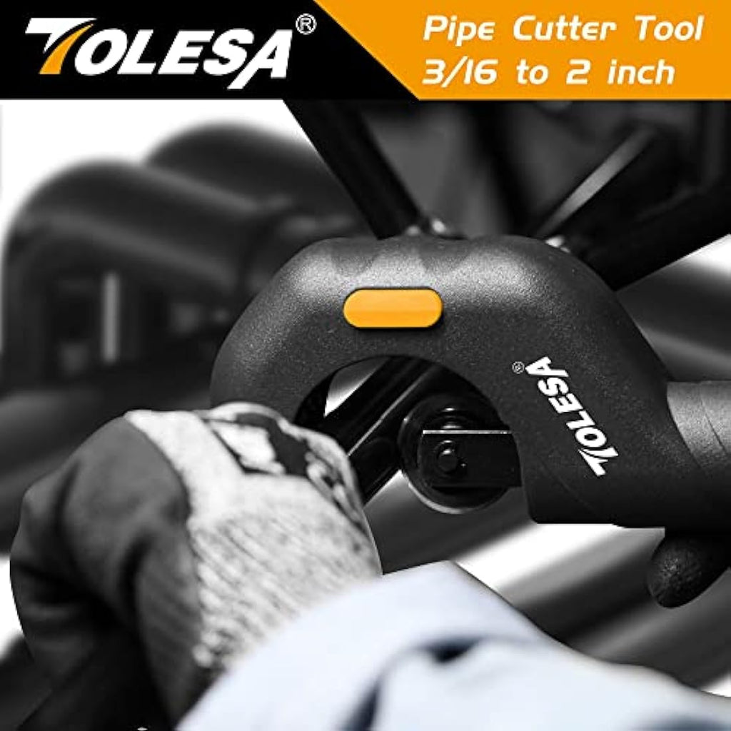 TOLESA Heavy Duty Pipe Cutter 5-50mm with Deburring Tool for Copper