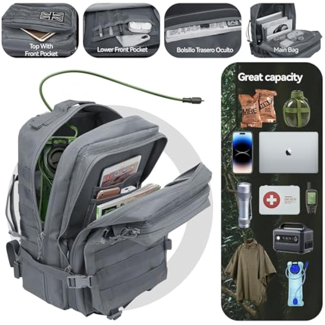 Delgeo 45L Military Tactical Backpack – Waterproof Molle Assault Pack