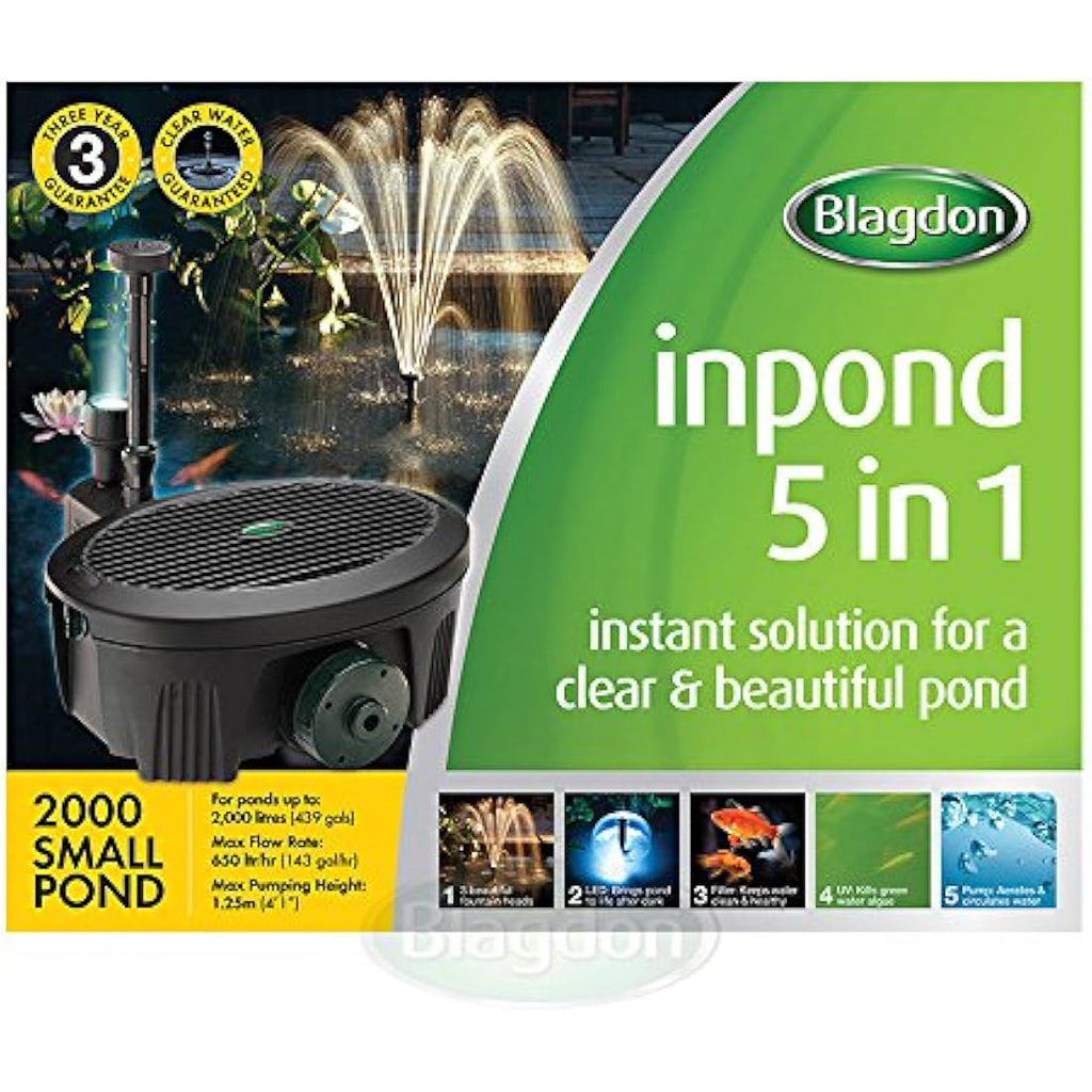 Blagdon Inpond 5-in-1 2000 Pond Pump & Filter with UV Clarifier & LED
