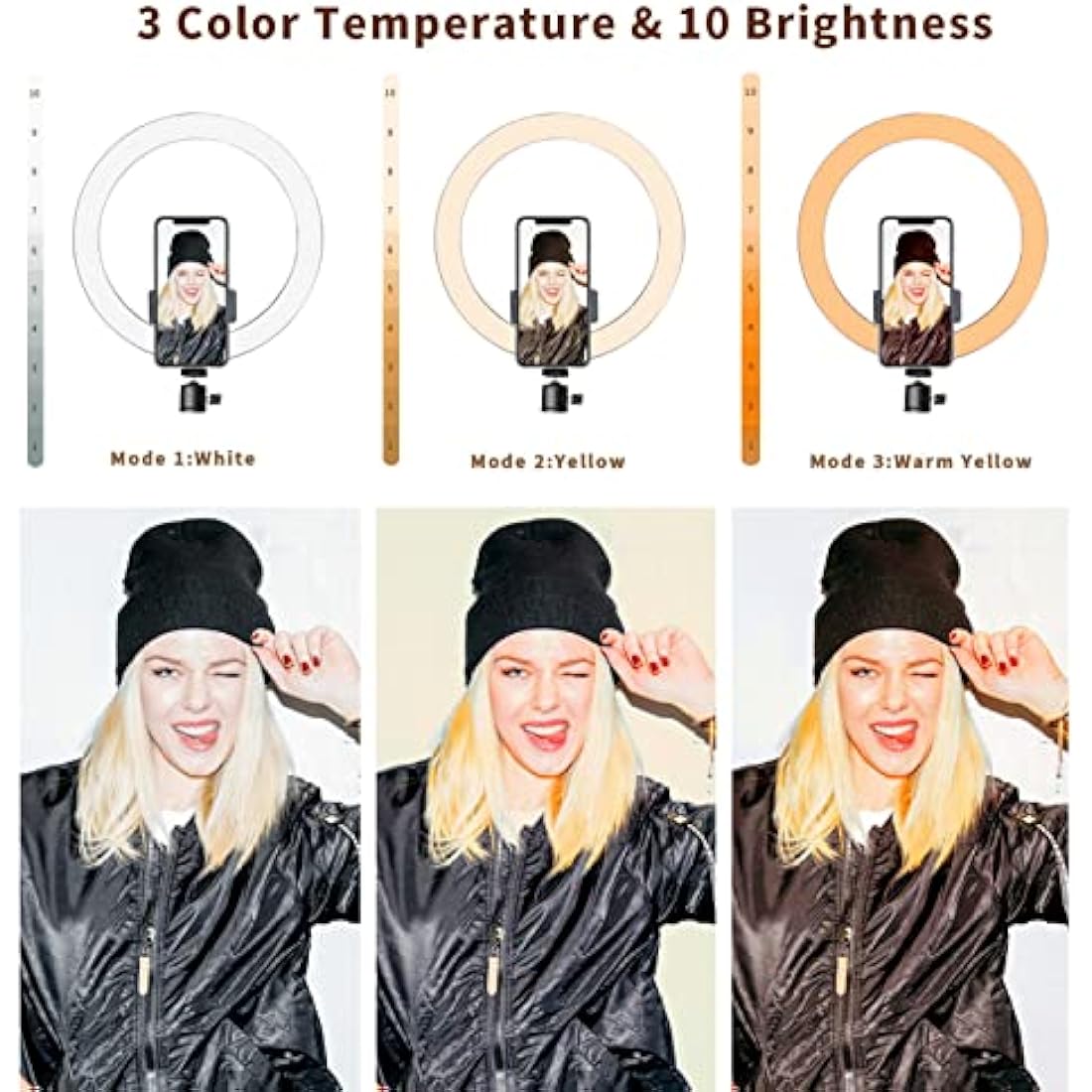 AIXPI 10" Ring Light with 67" Tripod Stand and Phone Holder