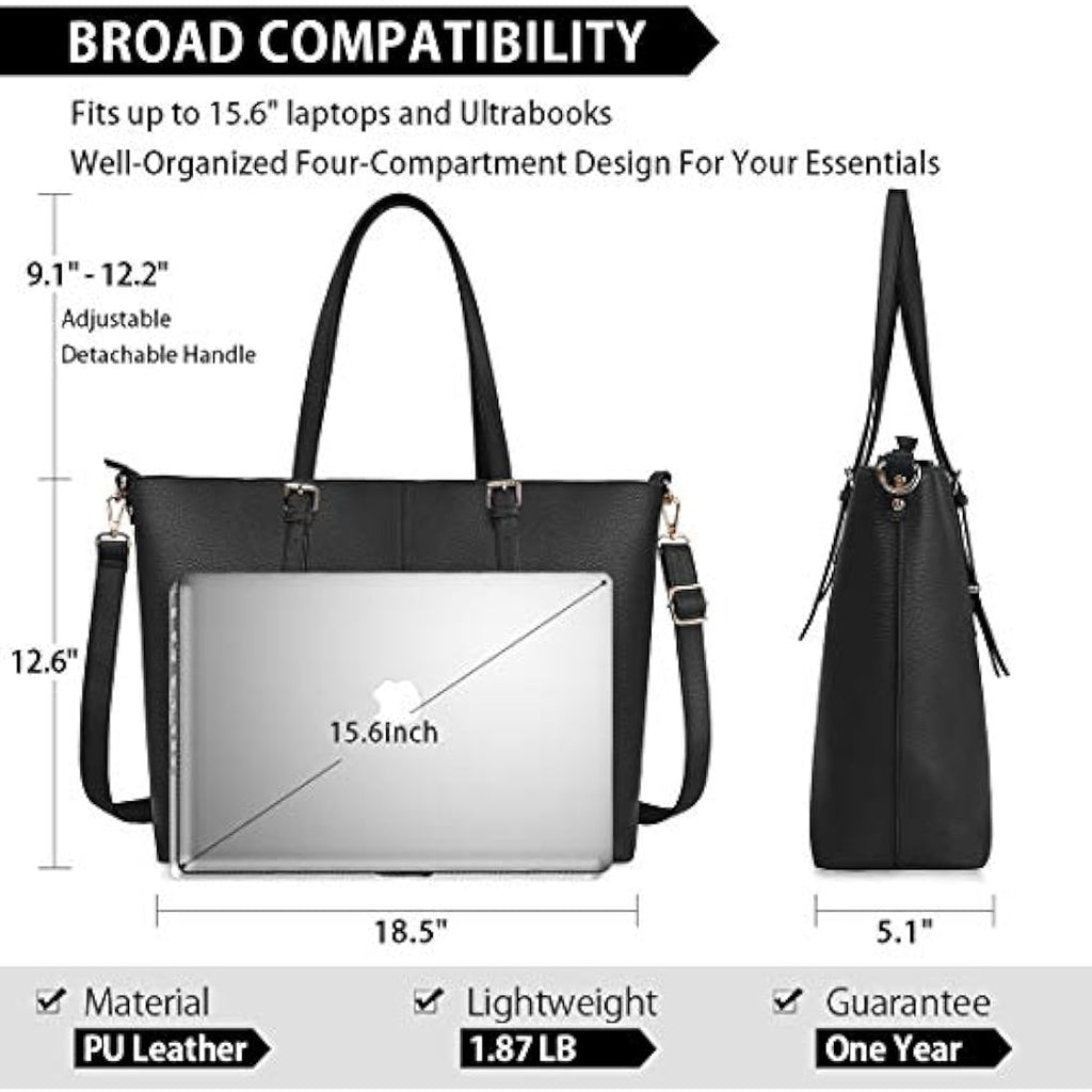 Women's 15.6 Inch Laptop Tote Bag – Leather Business Handbag
