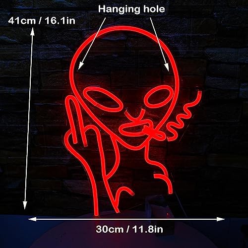 SIGNSHIP Red Alien Neon Sign | USB LED Wall Decor for Bedroom & Bar