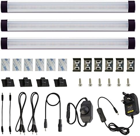 AlBOO Dimmable LED Under Cabinet Kitchen Lights – 28cm Warm White 3 Pack
