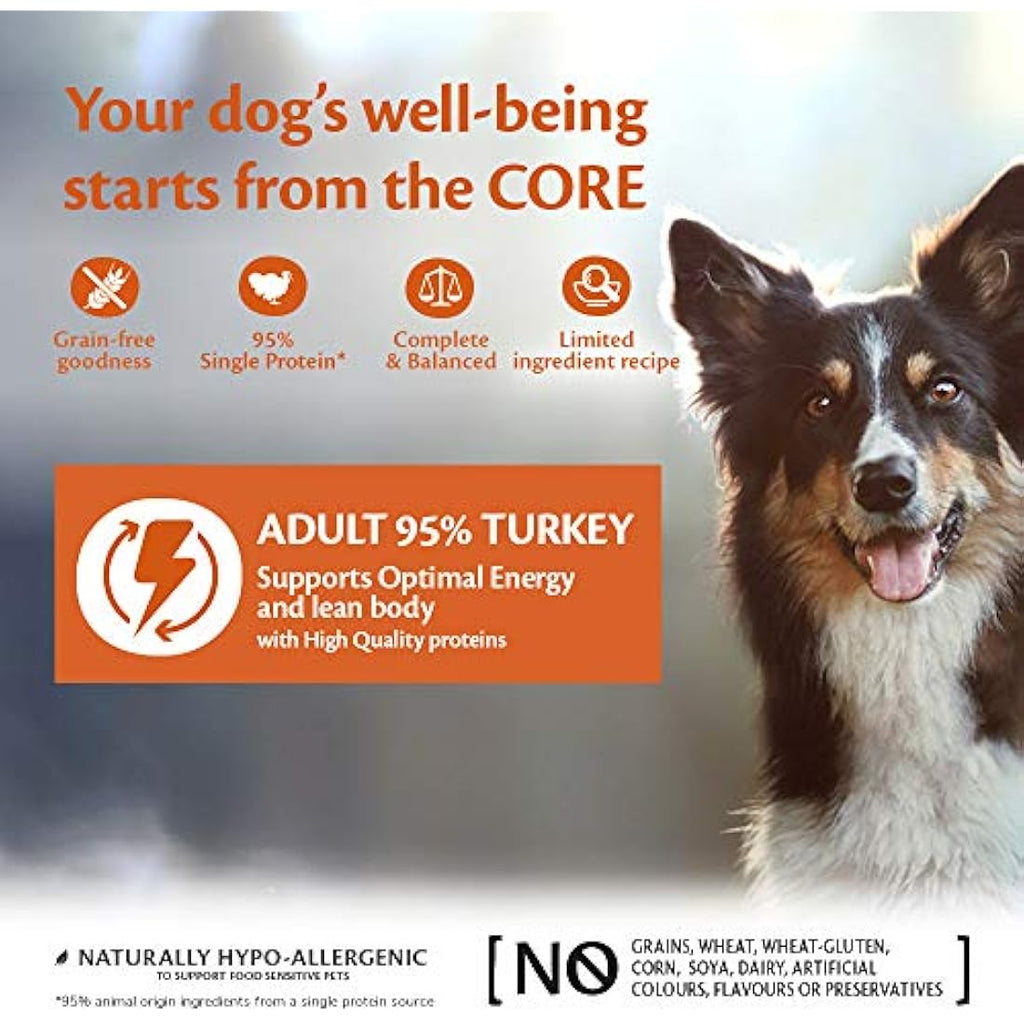 Wellness CORE 95% Turkey & Kale Wet Dog Food – Grain-Free Paté, 6 x 400g
