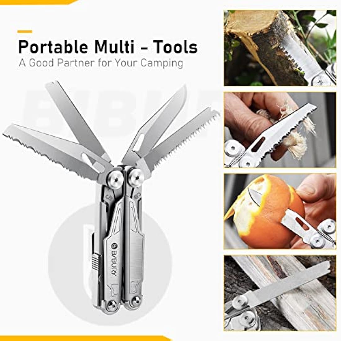 BIBURY Multitool Pliers | Stainless Steel Foldable Tool with Pouch