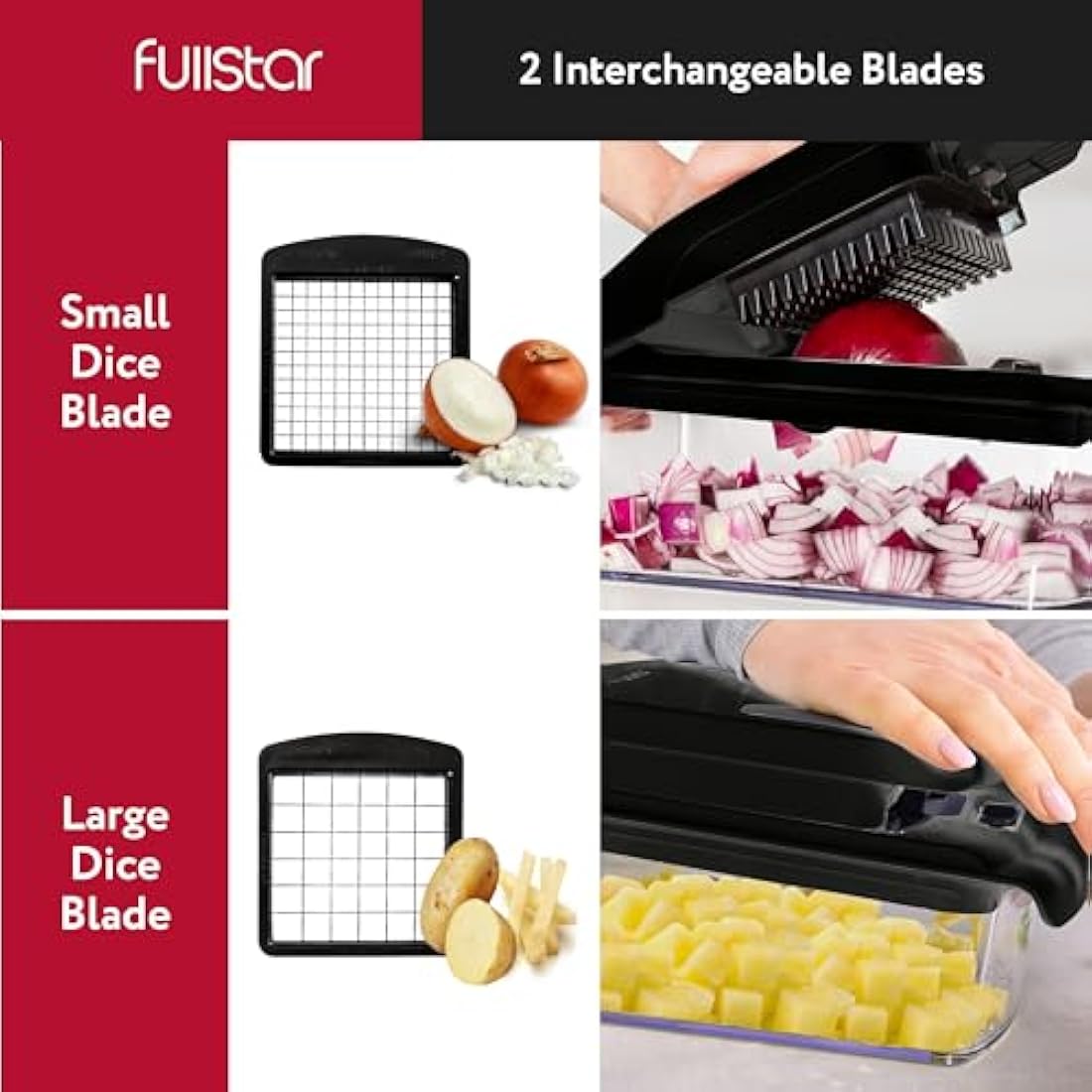 Fullstar 2-in-1 Vegetable Chopper – Stainless Steel Food Dicer and Slicer