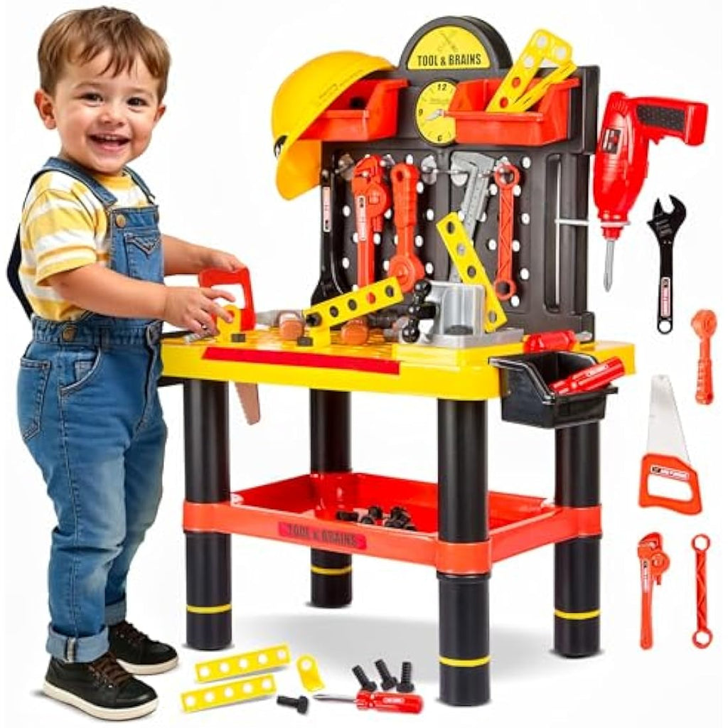 Kinderplay Kids Tool Bench – 50-Piece Workbench with Drill and Helmet