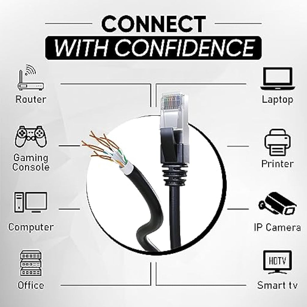 Mr. Tronic Cat 6 Outdoor Waterproof Ethernet Cable - 100m Black Bulk UTP