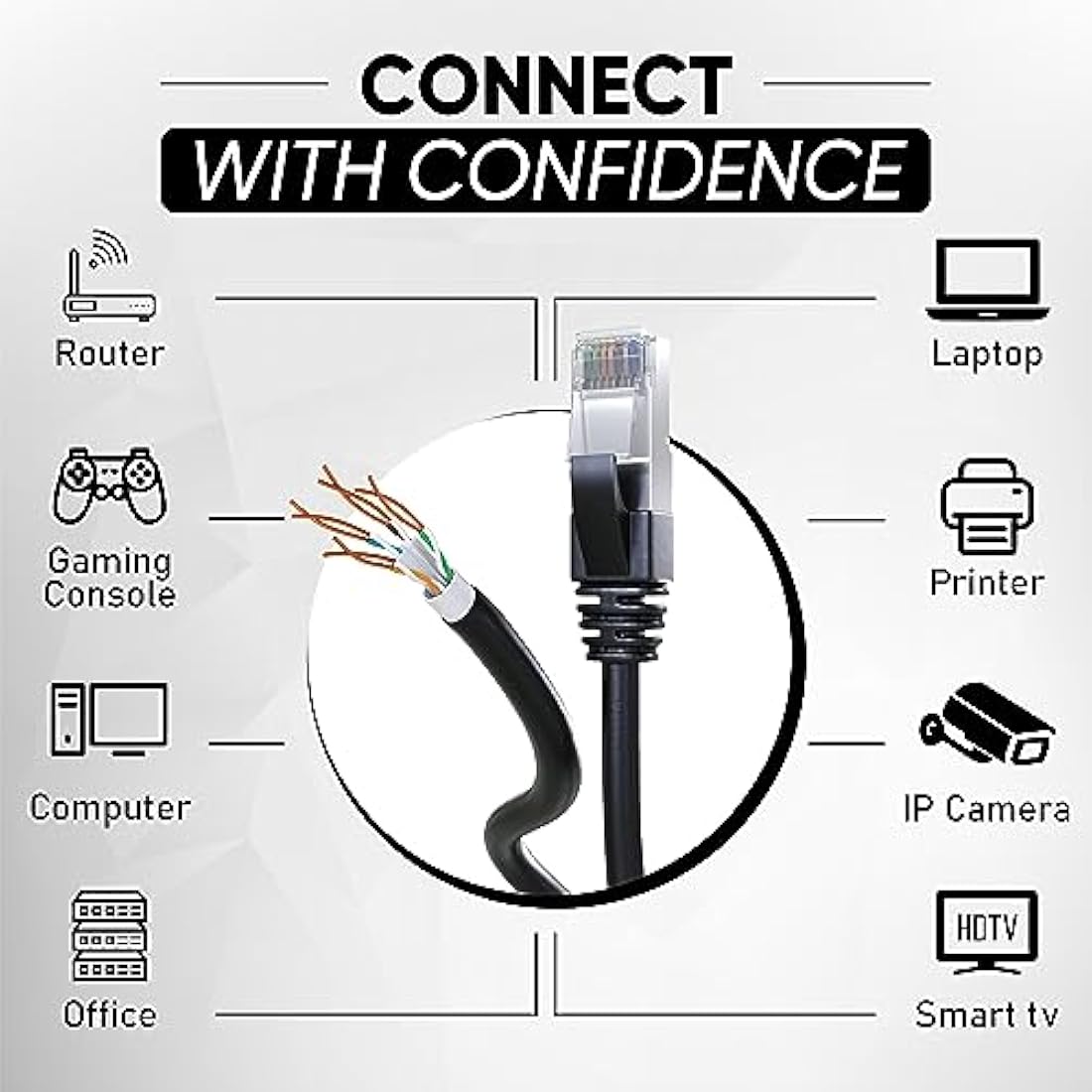 Mr. Tronic Cat 6 Outdoor Waterproof Ethernet Cable - 100m Black Bulk UTP