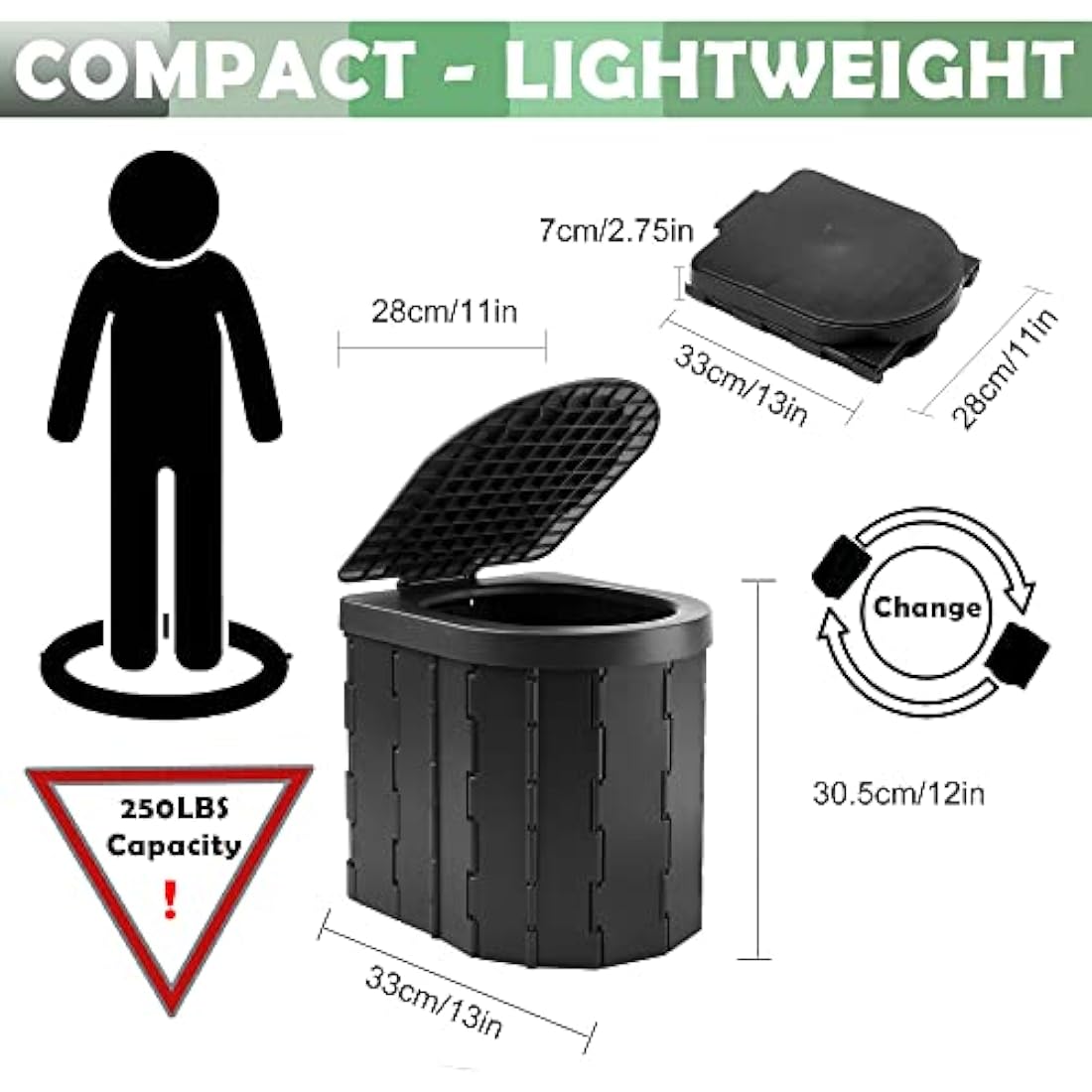 Portable Camping Toilet – Collapsible ABS Outdoor Potty with Bags