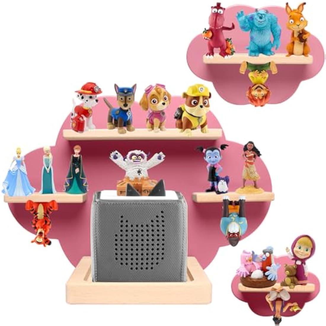 Cloud Tonie Shelf - Magnetic Wooden Storage for 35 Figures, Pink