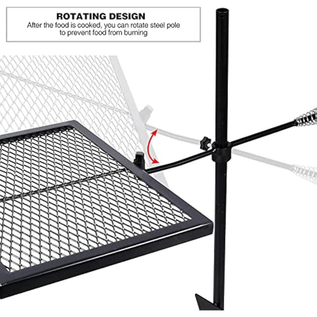 REDCAMP Swivel Campfire Grill – Heavy Duty Steel Grate for Open Fire