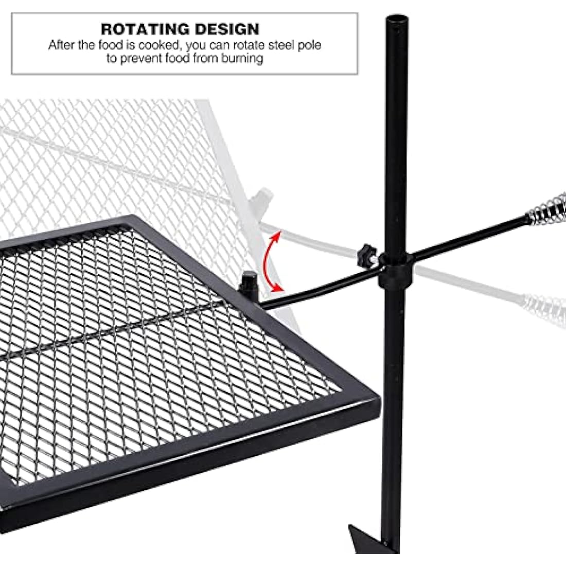 REDCAMP Swivel Campfire Grill – Heavy Duty Steel Grate for Open Fire