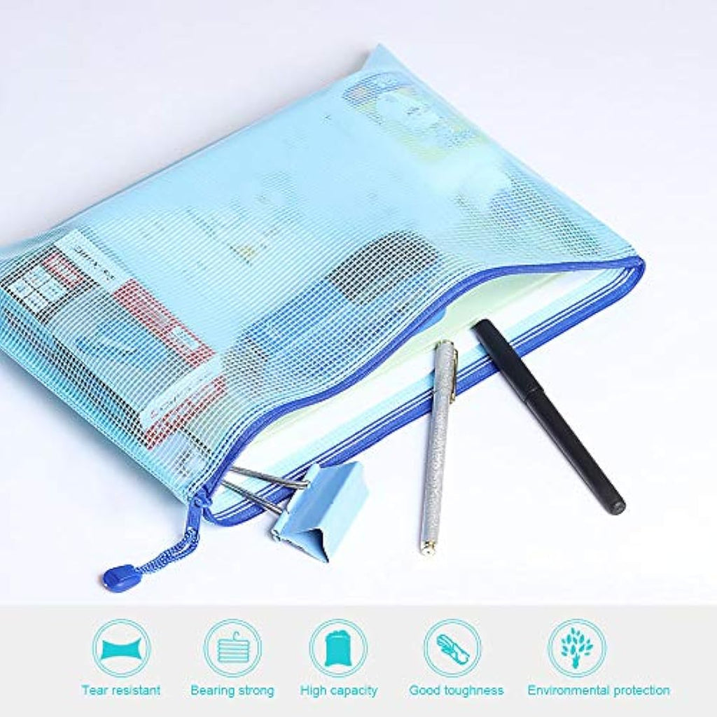 Vicloon 15Pcs Mesh Document Wallets – A3 A4 A5 Waterproof Zip Bags