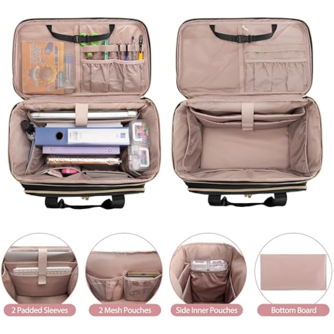Prokva Rolling Teacher Bag | Wheeled 15.6” Laptop Tote with Trolley
