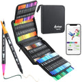 AEDAGA 100 Dual Tip Colouring Pens | Brush Art Markers for Calligraphy