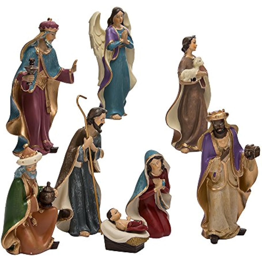 Kurt Adler 8-Piece Resin Nativity Figurine Set | 6.25-Inch Holiday Decor