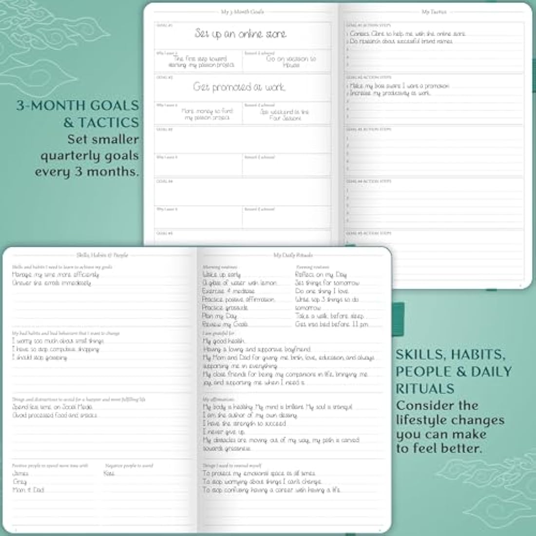 Legend Planner Undated Daily Organizer - A5 Productivity Journal, Viridian Green