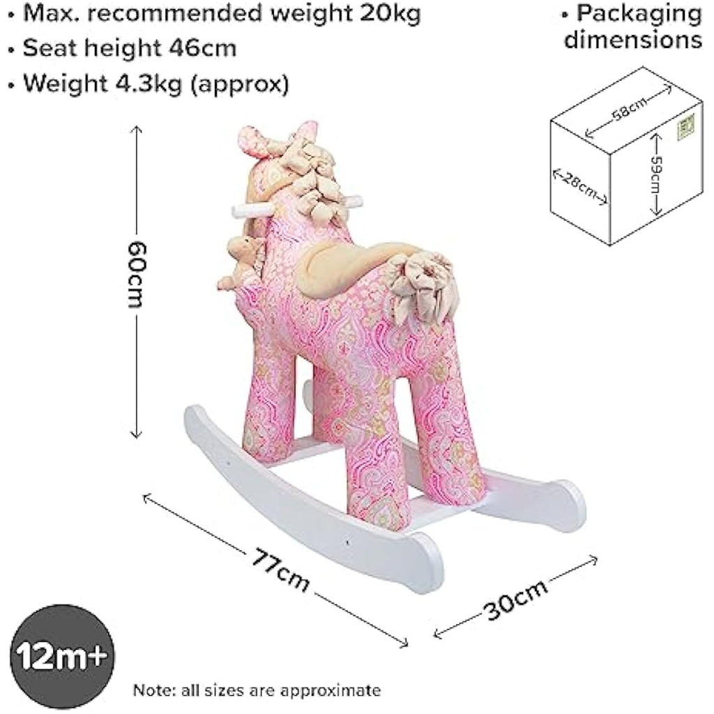 Little Bird Told Me Pixie & Fluff Rocking Horse – Pink Paisley Wooden Toy