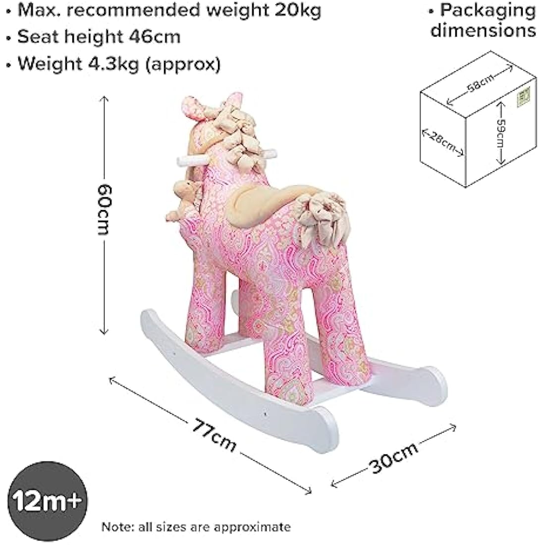 Little Bird Told Me Pixie & Fluff Rocking Horse – Pink Paisley Wooden Toy
