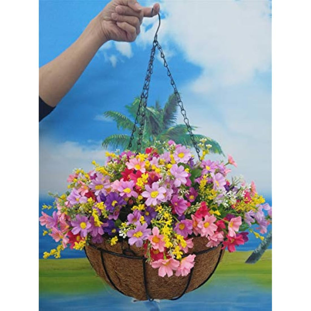 Artificial Silk Daisy Hanging Basket – DIY Floral Decor (Big)