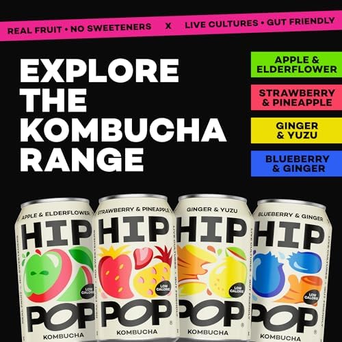 Hip Pop Blueberry & Ginger Kombucha | Vegan Gut Health Drink | 24 x 330ml
