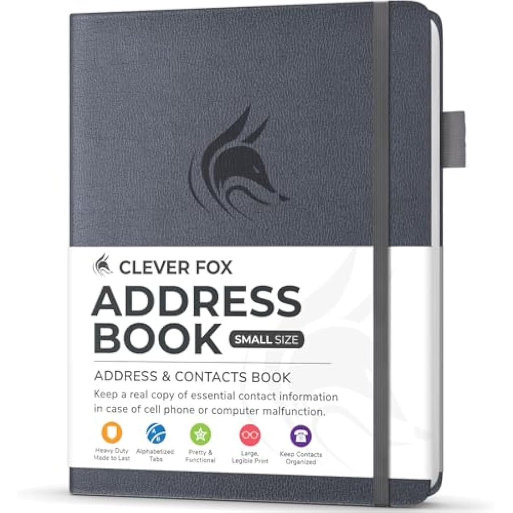 Clever Fox Address Book with Tabs – Pocket PU Leather Contact Organizer