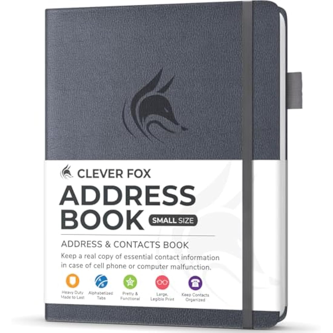 Clever Fox Address Book with Tabs – Pocket PU Leather Contact Organizer